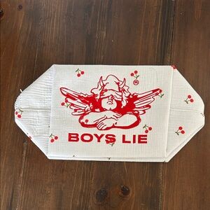 BOYS LIE White Pouch with Red Cherub & Cherry Print
